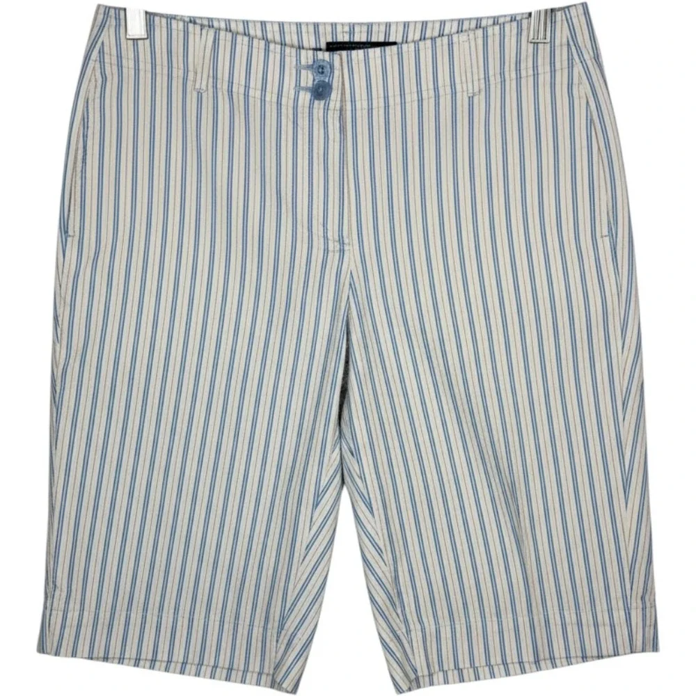 Tommy Bahama Golf Shorts Womens 4 Blue Orange Striped Bermuda Cotton Stretch